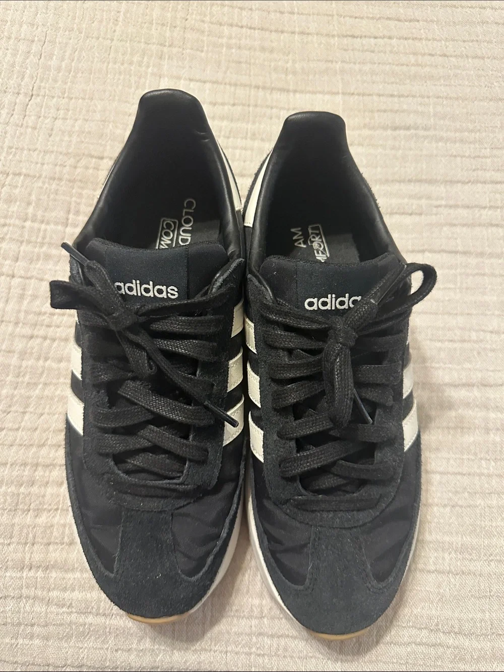 adidas Men’s Black Sneakers with White Three-Stripes